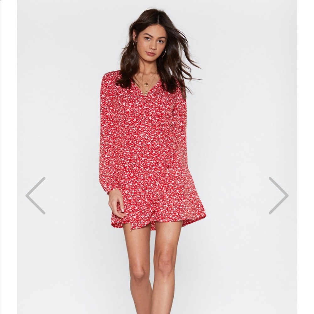 Red floral romper